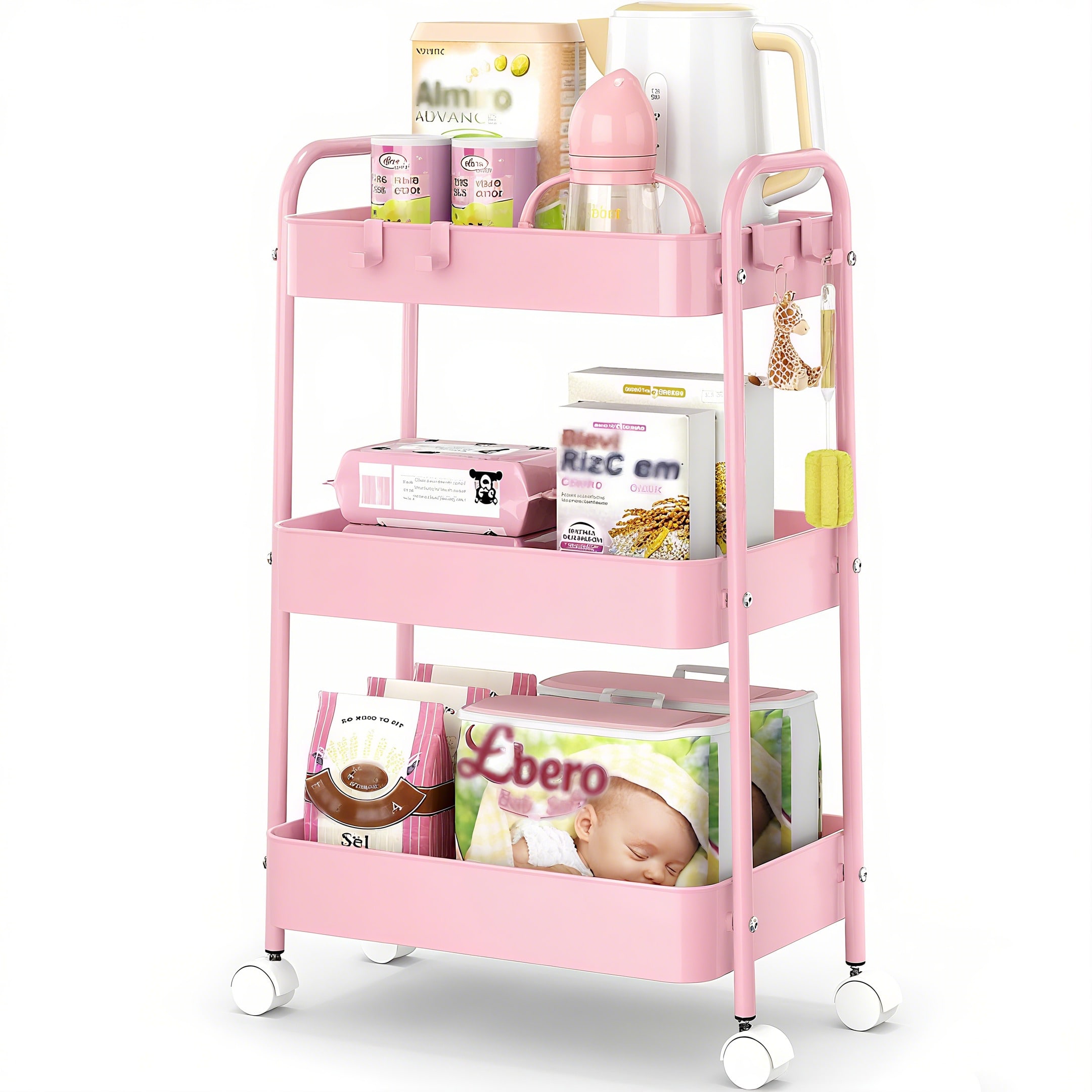 Baby Nursery Office - Carrello a 3 Ripiani in Metallo