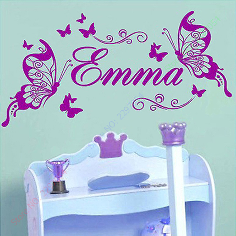 Baby Nursery Girl Room - Nuove farfalle nome personalizzato vinile farfalla