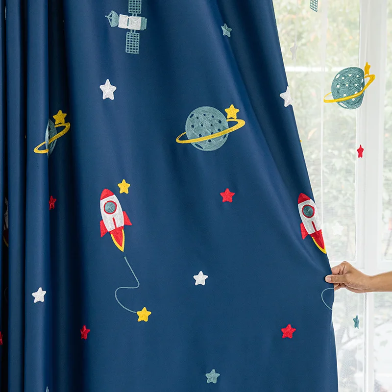 Blackout Curtain Nursery - Tende oscuranti per astronave razzo cartone