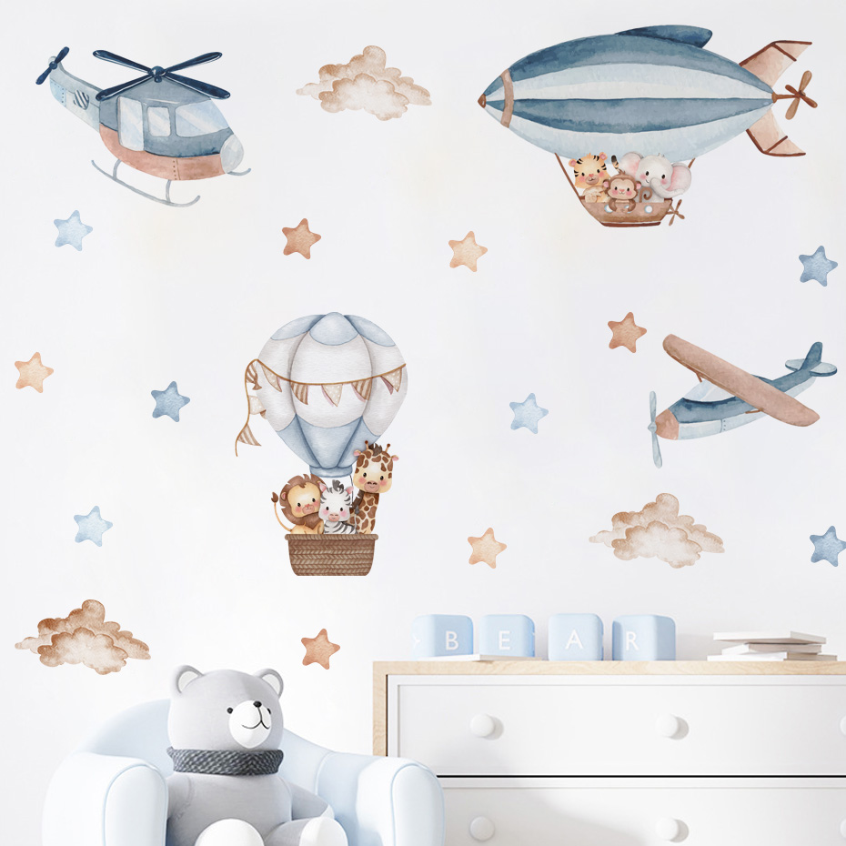 Baby Nursery Design - Animali dell'acquerello Palloncino ad aria calda