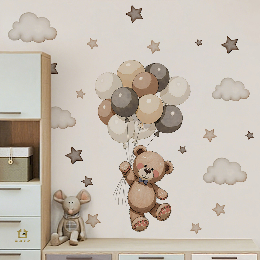 Baby Nursery Design - Adorabili adesivi murali con orsacchiotto, decorazioni