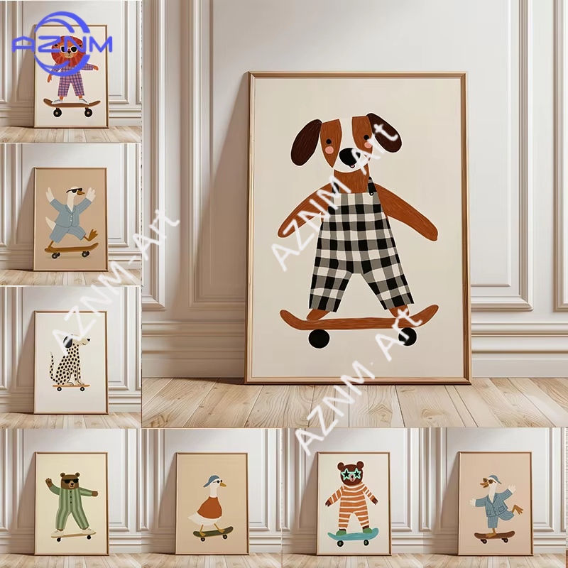 Baby Nursery Design - Poster Divertente con Animali che Fanno